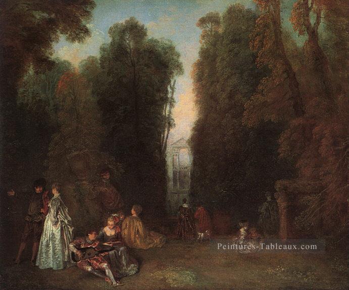 Vue sur les arbres dans le parc de Pierre Crozat Jean Antoine Watteau Peintures à l'huile